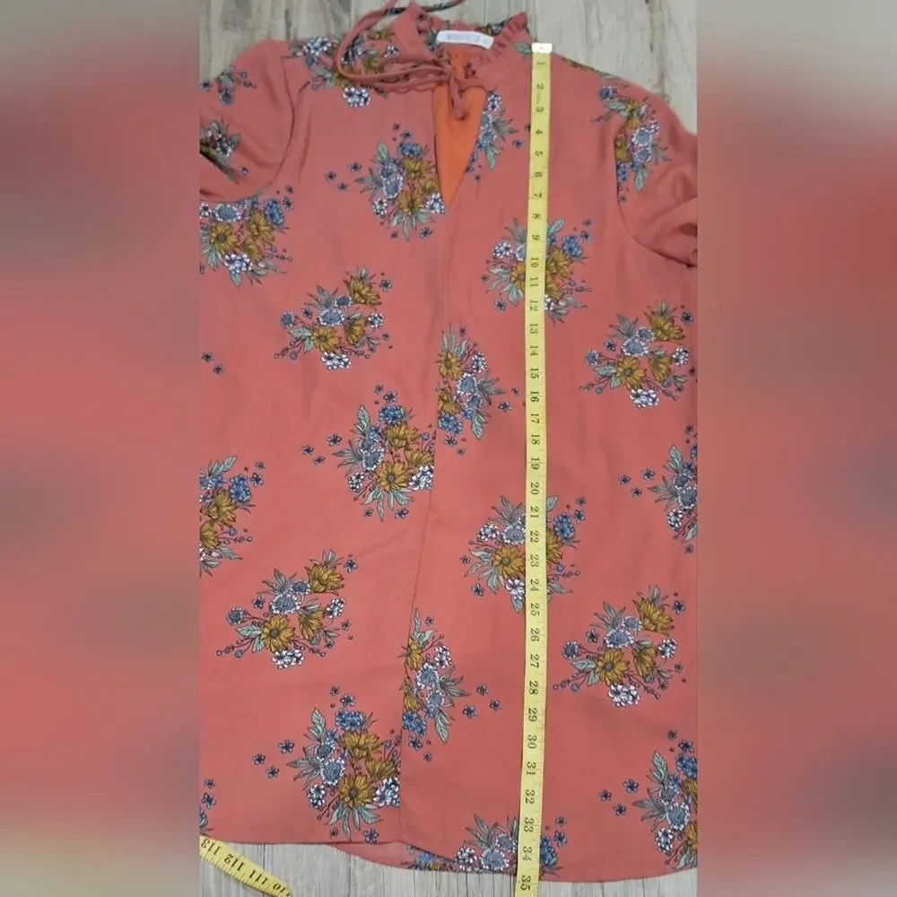 Wanderlux Floral Print Bohemiam Bell Sleeve Mini Dress Sz L #1498